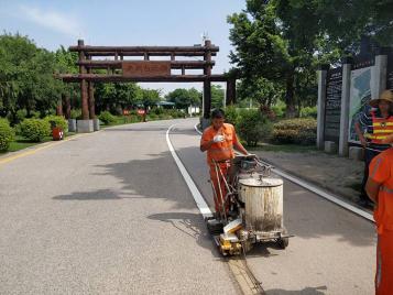 广州白云湖道路标线涂料施工项目